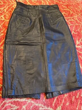 Vintage 1990s Michael Hoban North Beach Leather Black Pencil Skirt - Sz 9/10